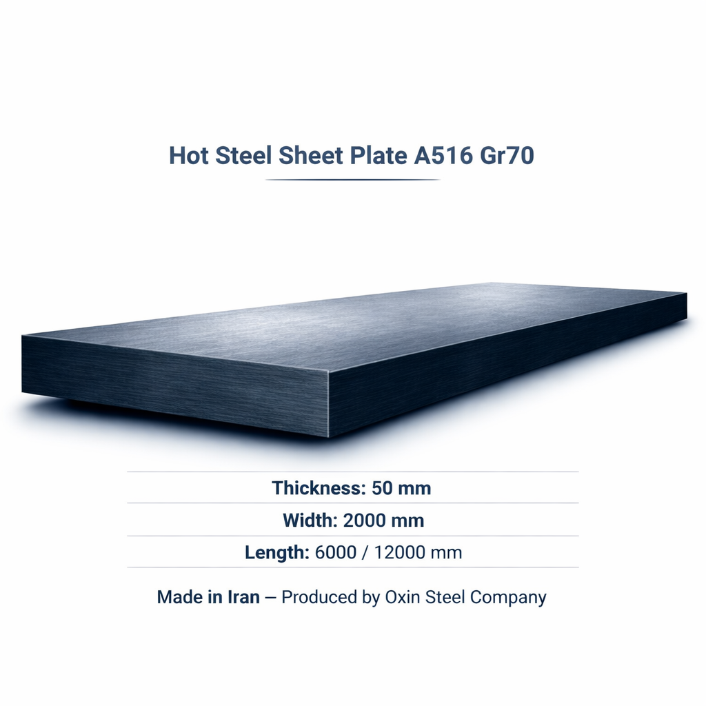ورق 50 میل a516gr70 با ابعاد 2000*6000_12000 اکسین